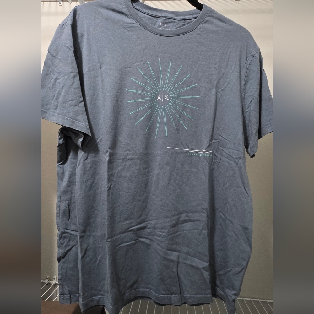 Armani Exchange Blue T-Shirt with Light Blue Starburst